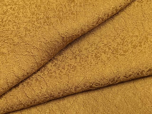 平和屋着物●上質な色無地 霞地紋 黄土色 正絹 逸品 AABM4280fy