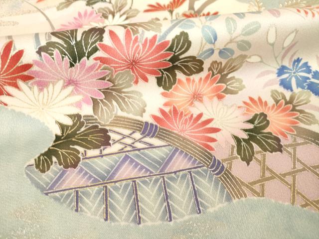 平和屋着物●豪華振袖 駒刺繍 遠山花鳥文 暈し染め 三越扱い 正絹 逸品 AABM4282ck
