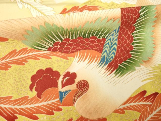 平和屋着物●豪華振袖 刺繍 鳳凰 金銀糸 金彩 正絹 逸品 AABM4284ck