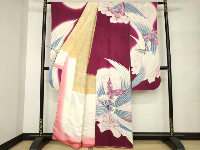 平和屋着物●豪華振袖 花蝶文 金彩 正絹 逸品 AABM4285ck