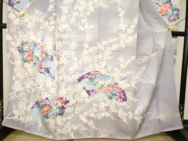 平和屋着物●豪華振袖 地紙御所車花文 正絹 逸品 AABM4288ck