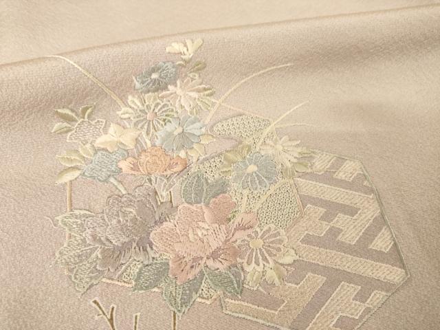 平和屋着物●中国三大刺繍 汕頭刺繍 スワトウ刺繍 訪問着 亀甲花文 暈し染め 正絹 逸品 AABM4291ck