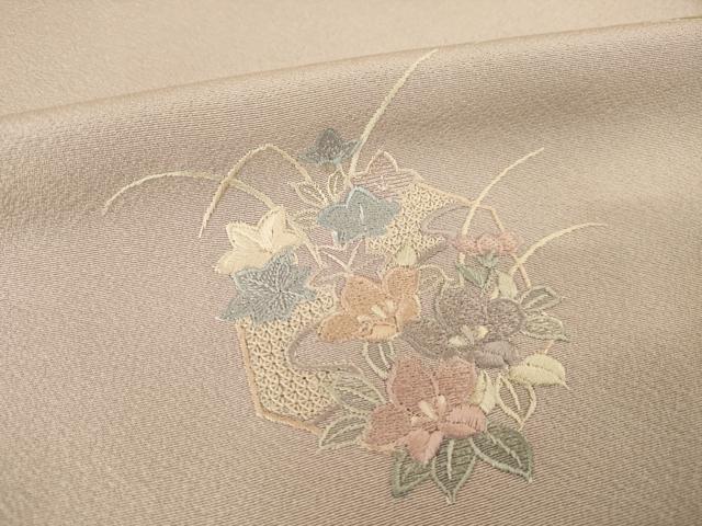 平和屋着物●中国三大刺繍 汕頭刺繍 スワトウ刺繍 訪問着 亀甲花文 暈し染め 正絹 逸品 AABM4291ck