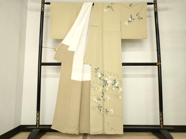 平和屋着物●京加賀糸目友禅作家 山崎巌 訪問着 枝花文 正絹 逸品 AABM4292ck
