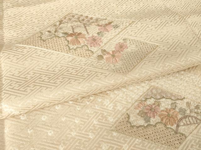 平和屋着物●中国三大刺繍 スワトウ刺繍 汕頭刺繍 総刺繍 訪問着 絞り 花菱文 西武百貨店扱い 正絹 逸品 AABM4296ck