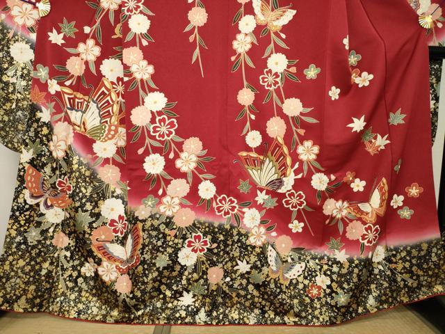 平和屋着物●豪華振袖 駒刺繍 花蝶文 鈴乃屋扱い 正絹 逸品 AABM4306ck