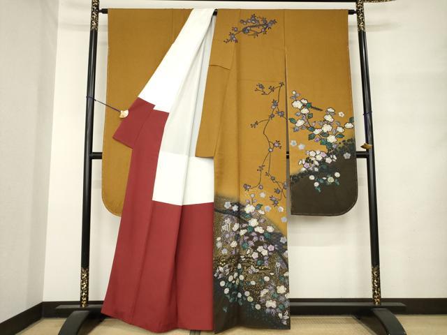 平和屋着物●豪華振袖 辻が花 枝花文 暈し染め 金彩 正絹 逸品 AABM4307ck