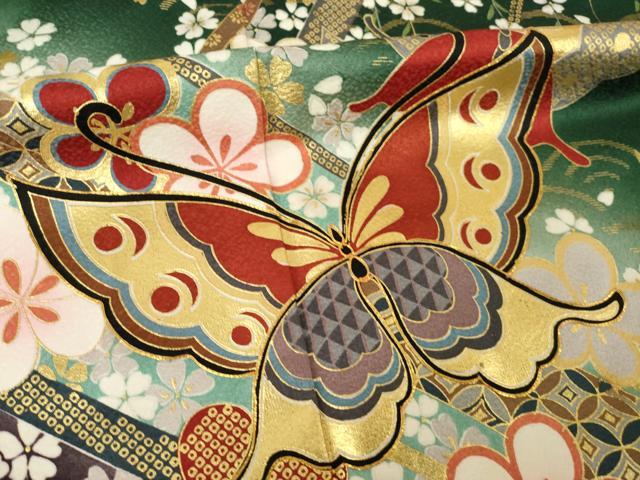 平和屋着物●豪華振袖 駒刺繍 花蝶文 暈し染め 金彩 正絹 逸品 AABM4310ck