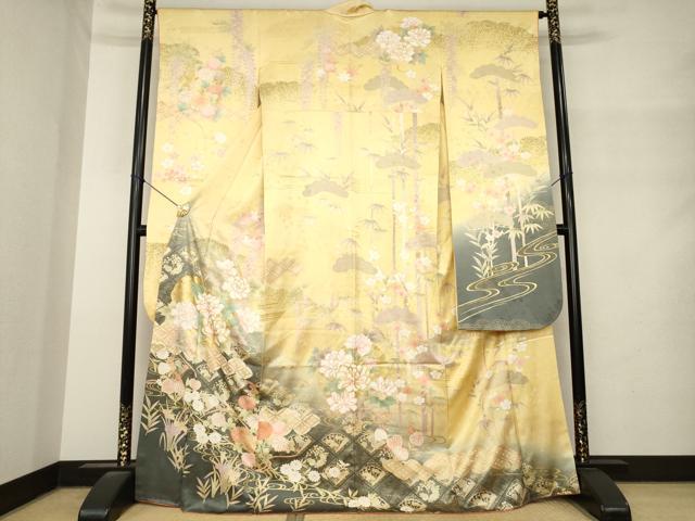 平和屋着物●豪華振袖 雪輪花文 暈し染め 金彩 正絹 逸品 AABM4313ck