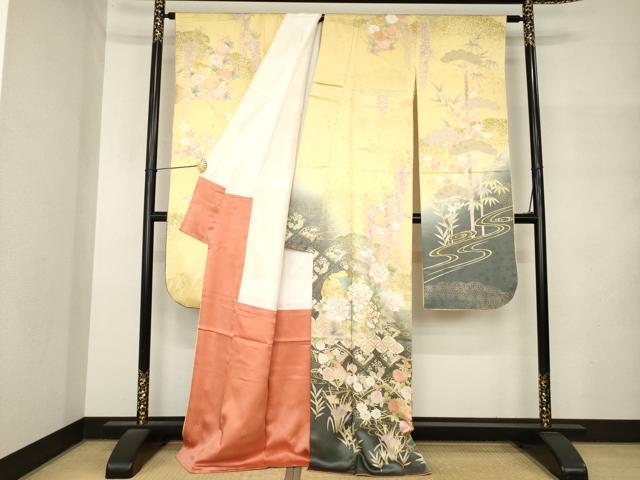 平和屋着物●豪華振袖 雪輪花文 暈し染め 金彩 正絹 逸品 AABM4313ck