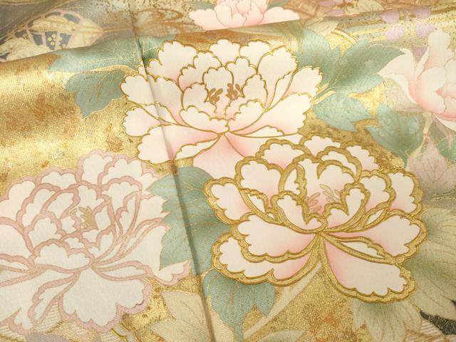 平和屋着物●豪華振袖 雪輪花文 暈し染め 金彩 正絹 逸品 AABM4313ck