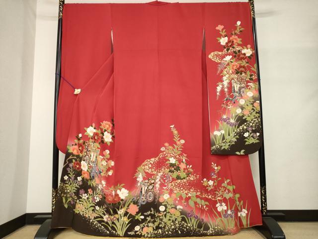 平和屋着物●豪華振袖 御所車花文 鈴乃屋扱い 正絹 逸品 AABM4314ck