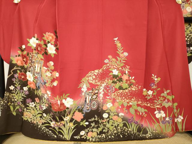 平和屋着物●豪華振袖 御所車花文 鈴乃屋扱い 正絹 逸品 AABM4314ck