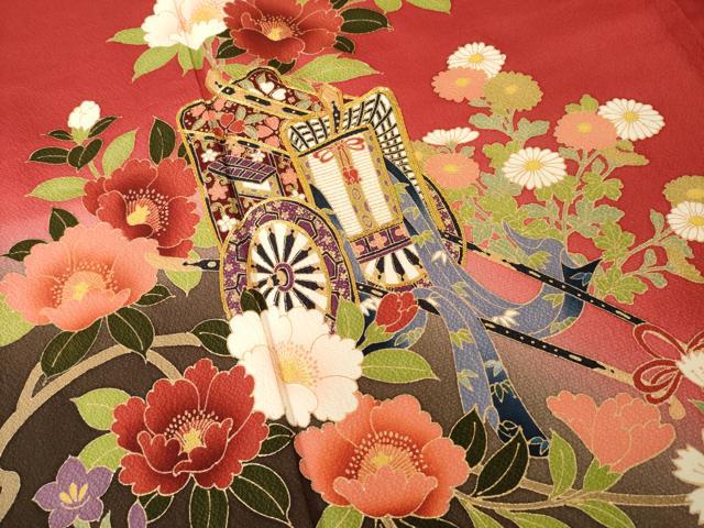 平和屋着物●豪華振袖 御所車花文 鈴乃屋扱い 正絹 逸品 AABM4314ck