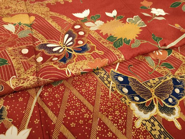平和屋着物●豪華振袖 駒刺繍 花蝶文 金彩 正絹 逸品 AABM4316ck