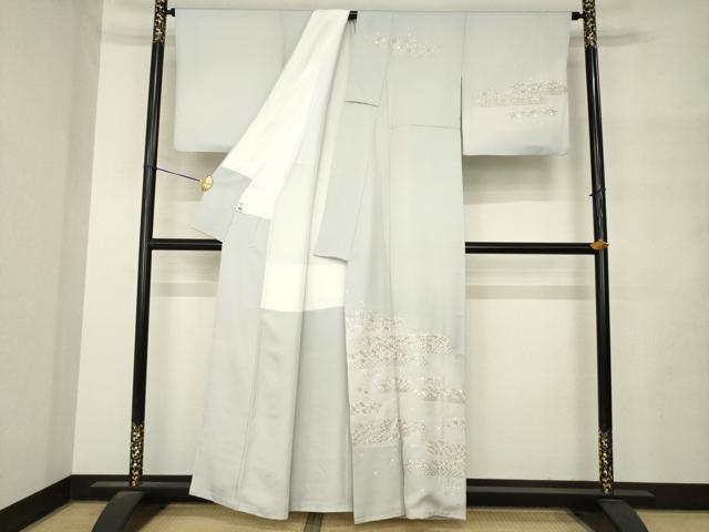 平和屋着物●訪問着 総手刺繍 エ霞花文 暈し染め 正絹 逸品 AABM4330ck