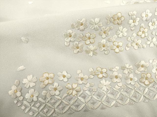平和屋着物●訪問着 総手刺繍 エ霞花文 暈し染め 正絹 逸品 AABM4330ck