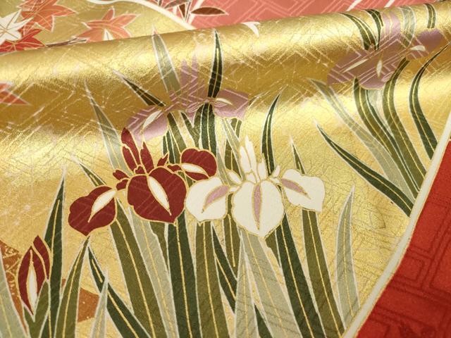 平和屋着物●十日町老舗ブランド 吉澤友禅 吾妻徳穂 振袖 駒刺繍 遠山花文 正絹 逸品 AABM4332ck