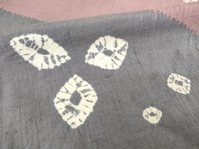 平和屋着物●訪問着 紬地 絞り 草花文 正絹 逸品 AABM4334ck