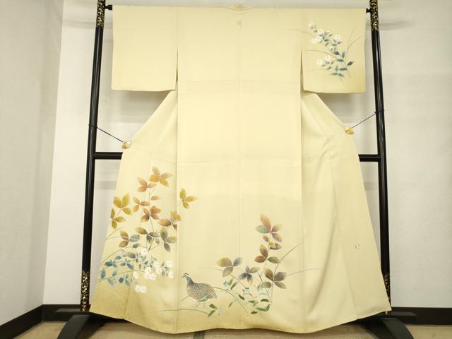 平和屋着物●人間国宝・羽田登喜男 訪問着 花鳥文 正絹 逸品 AABM4335ck