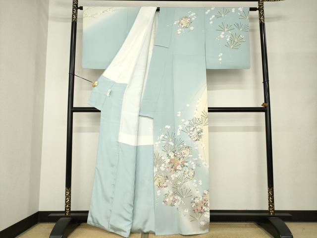 平和屋着物●京友禅作家 中島遥香 訪問着 花つづれ 丹後ちりめん 暈し染め ふき布・反端付き 正絹 逸品 AABM4336ck