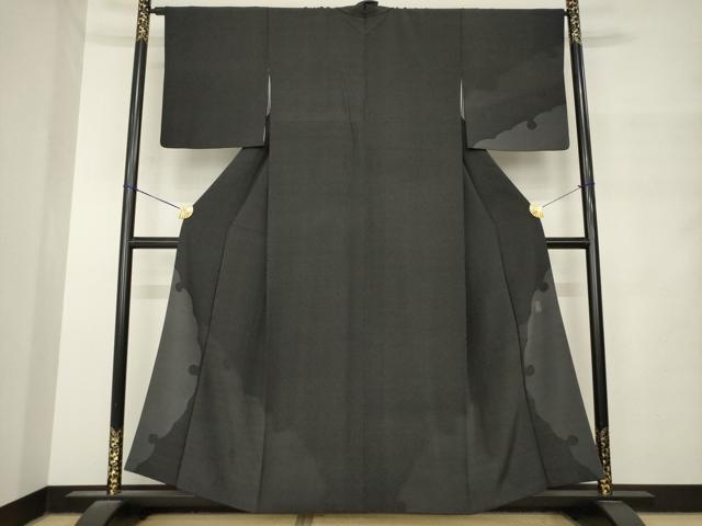 平和屋着物●木村泰士 江戸小紋 訪問着 雪輪重ね文 黒地 正絹 逸品 AABM4338ck