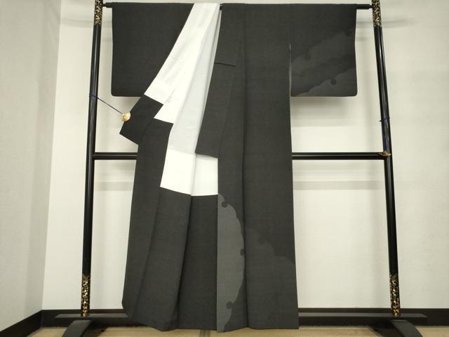 平和屋着物●木村泰士 江戸小紋 訪問着 雪輪重ね文 黒地 正絹 逸品 AABM4338ck