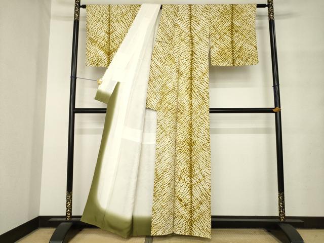 平和屋着物●上質な紬 総絞り 霞文 正絹 逸品 AABM4345ck