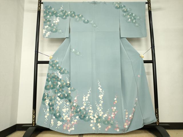 平和屋着物●本加賀友禅作家 金丸充夫 訪問着 松 梅 桐 正絹 逸品 未使用 AABM4347ck