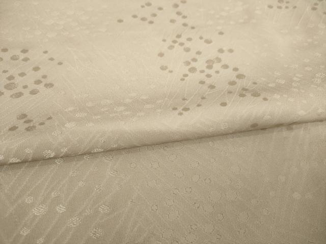 平和屋着物●上質な色無地 草花地紋 白茶色 正絹 逸品 AABM4352ck