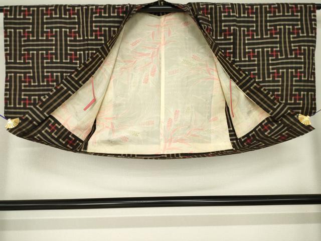 平和屋着物●本場大島紬 龍郷絣 秋名バラ アンサンブル 正絹 逸品 AABM4353ck