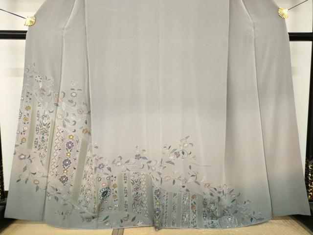 平和屋着物●中国三大刺繍 スワトウ刺繍 汕頭刺繍 総刺繍 訪問着 更紗花文 暈し染め 正絹 逸品 AABM4354ck