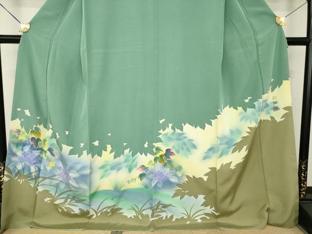 平和屋着物●訪問着 稔雄 風景葡萄蔦草文 ロング丈 正絹 逸品 AABM4356ck