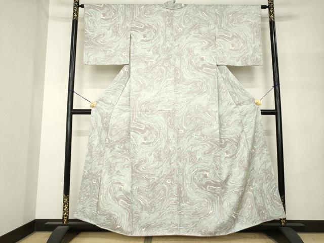 平和屋着物●上質な小紋 墨流し文様 正絹 逸品 未使用 AABM4358ck