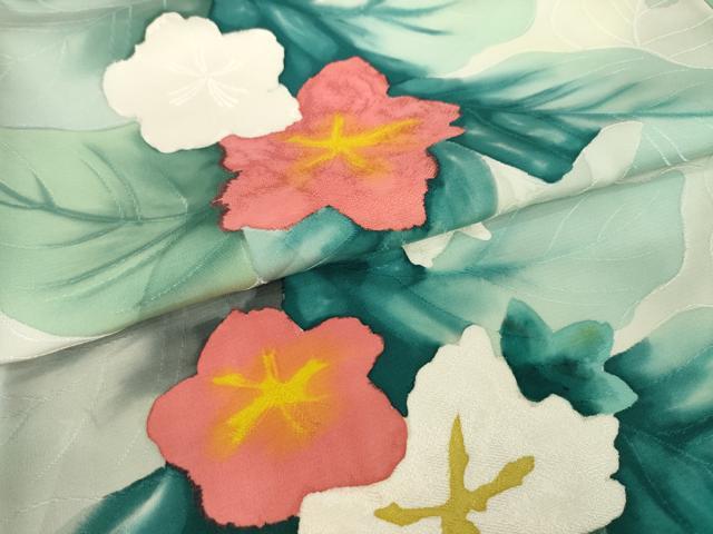 平和屋着物●上質な小紋 地紋起こし 草花文 正絹 逸品 AABM4359ck