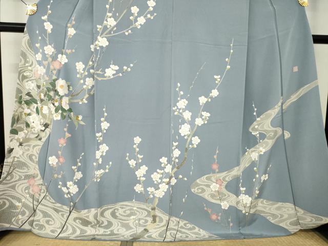 平和屋着物●訪問着 作家物 刺繍 枝花文 正絹 逸品 AABM4363ck