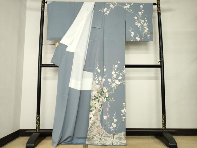 平和屋着物●訪問着 作家物 刺繍 枝花文 正絹 逸品 AABM4363ck