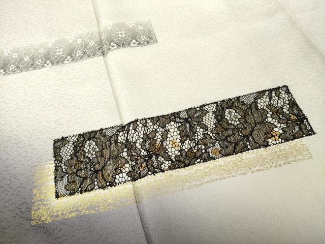 平和屋着物●訪問着 レース 花唐草文 暈し染め 金糸 金彩 正絹 逸品 AABM4368ck