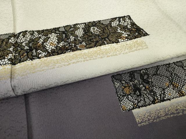 平和屋着物●訪問着 レース 花唐草文 暈し染め 金糸 金彩 正絹 逸品 AABM4368ck