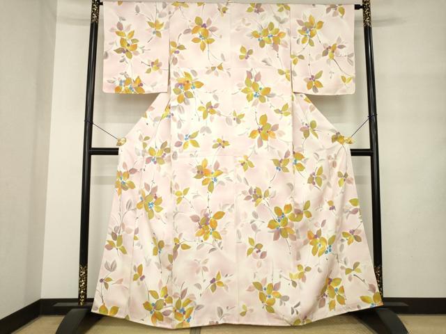 平和屋着物●上質な小紋 枝花文 正絹 逸品 AABM4374ck