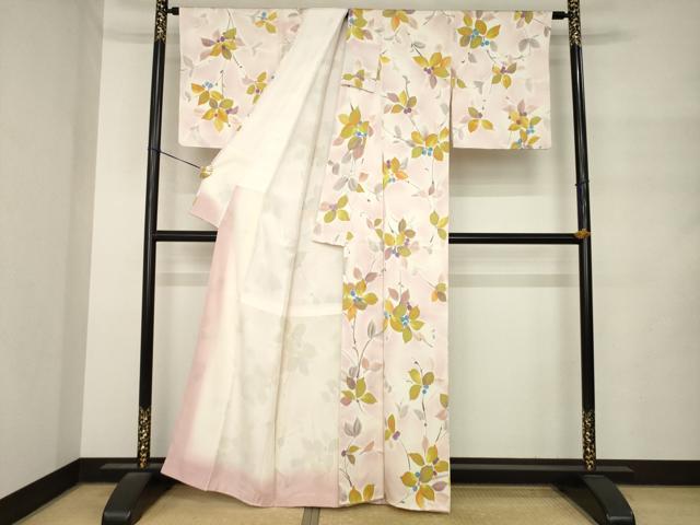 平和屋着物●上質な小紋 枝花文 正絹 逸品 AABM4374ck