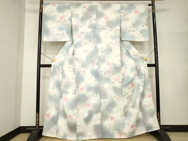 平和屋着物●上質な小紋 地紋起こし 枝花文 暈し染め 正絹 逸品 AABM4375ck