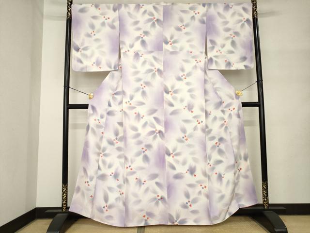 平和屋着物●上質な小紋 絞り 地紋起こし 草花文 正絹 逸品 未使用 AABM4377ck