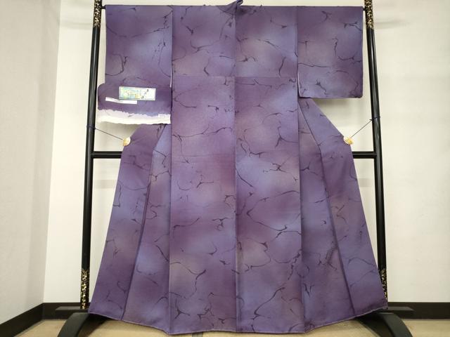 平和屋着物●上質な小紋 墨流し文様 正絹 逸品 AABM4379ck