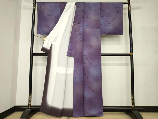 平和屋着物●上質な小紋 墨流し文様 正絹 逸品 AABM4379ck