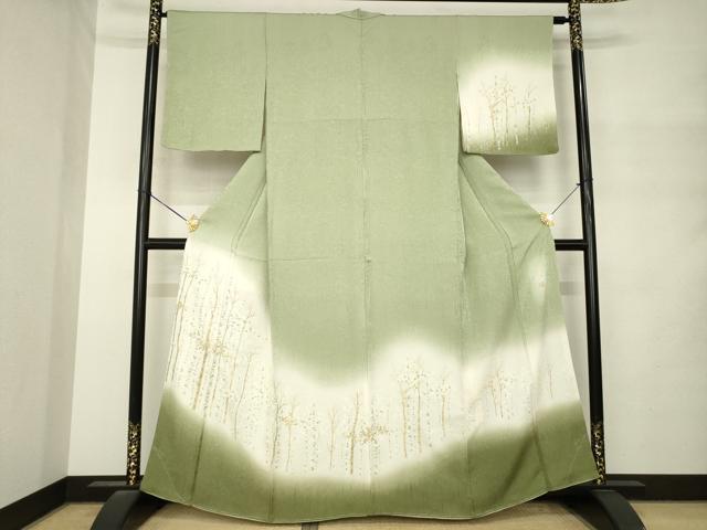 平和屋着物●訪問着 白樺 寿光織 暈し染め 金銀彩 正絹 逸品 未使用 AABM4389ck