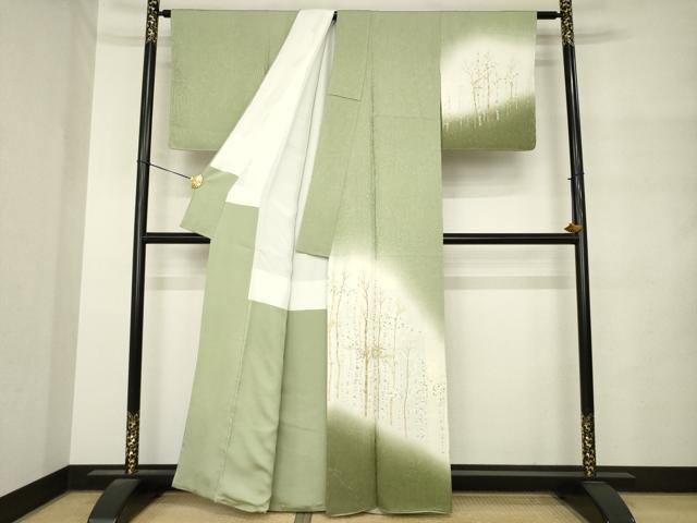 平和屋着物●訪問着 白樺 寿光織 暈し染め 金銀彩 正絹 逸品 未使用 AABM4389ck
