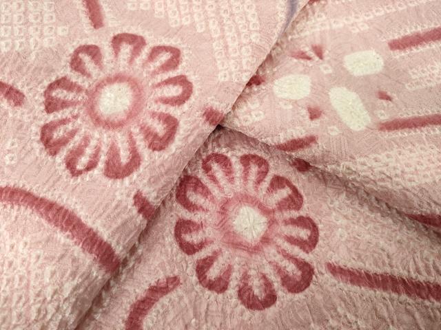 平和屋着物●上質な小紋 総絞り 流水花文 正絹 逸品 AABM4398ck