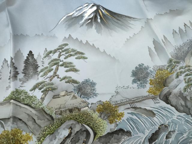 平和屋着物●男性 長襦袢 袷 遠山風景文 正絹 逸品 AABM4399ck
