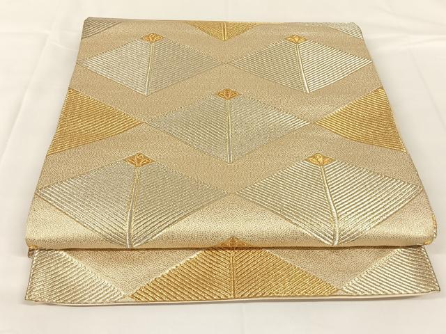 平和屋着物◎西陣 服部織物謹製 六通柄袋帯 菱文 金銀糸 正絹 逸品 AABM4414dk